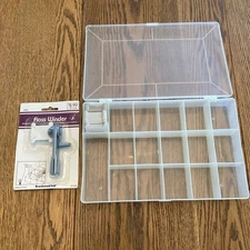 Floss 17 Compartment Organizer Box Tools  Bobbin Winder/o