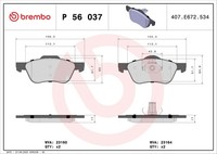 P 56 037 Brembo Bremsbelagsatz, Scheibenbremse FüR Nissan