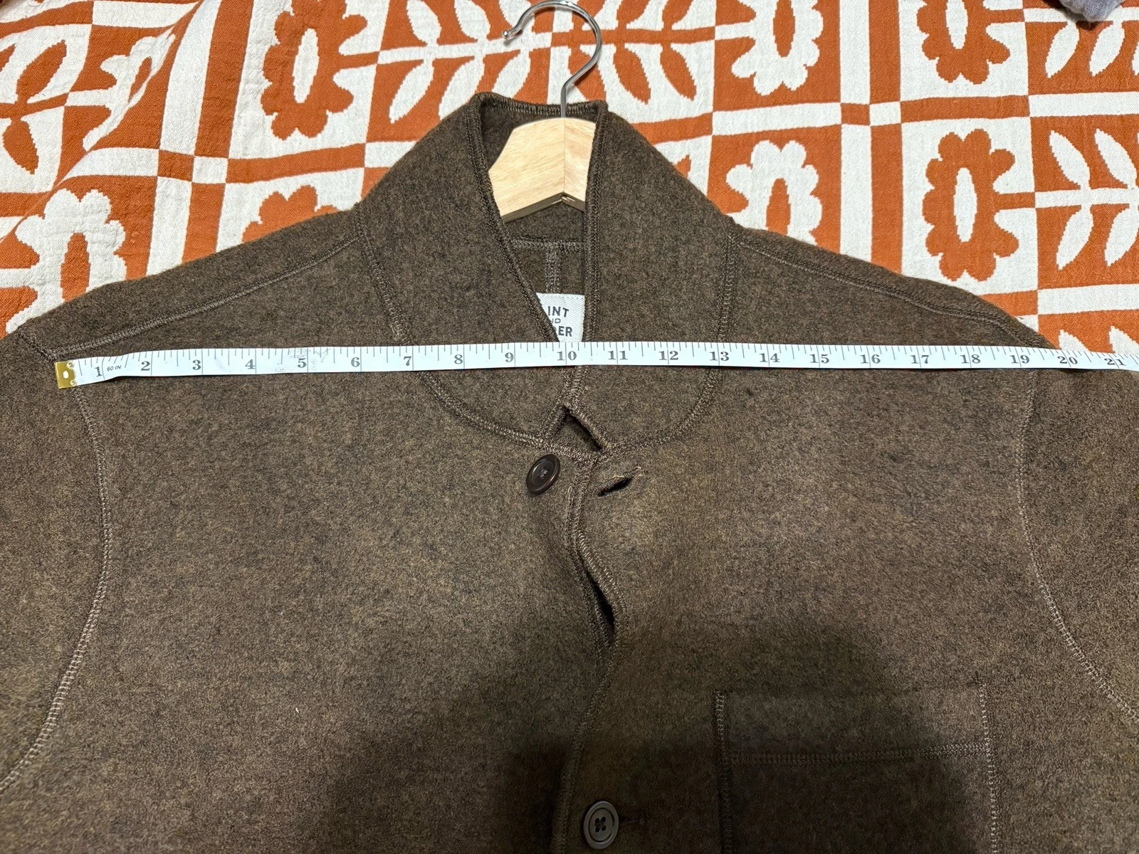 Flint and Tinder men's Boiled Wool Chore Blazer Jacket, Color Brown, Size Large - product detail image 10
