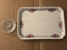 Vintage Porcelain Jewelry Tray  Glass Ring Holder