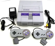 Super Nintendo Entertainment System Orig SNES Console SNS-001 Video Game Bundle
