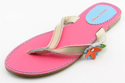 Hanna Andersson Pink Leather Flip Flop Girls Shoes Size 34 M