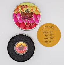 2022 $5 Canadian Mint Seasons September Swarovski Bejeweled Gold-Guilded Silver