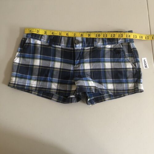 Pantalones cortos de tiro bajo Abercrombie & Fitch Y2K 00s? Talla 00 Cuadros Blanco Azul - Imagen 3 de 15