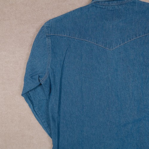 Wrangler Uomo Medium Pearl Snap Denim Western Yoke Chambray Med. Cotone lavabile - Foto 19 di 20
