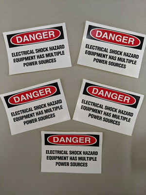 ''Danger Electrical Shock Hazard Equipment Multiple Power Sources'' (Pack Of 5)