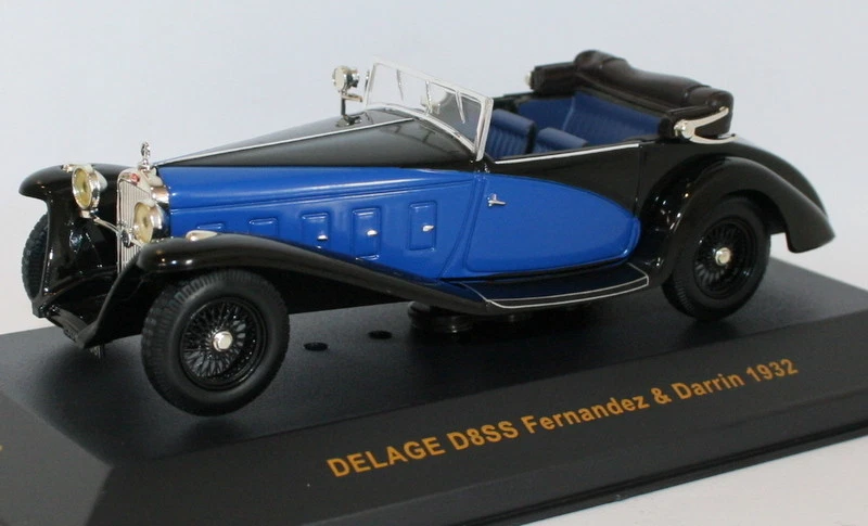 Ixo 1/43 Scale - MUS046 - Delage D8SS Fernandez Darrin 1932 - Blue / Black - Image 4 of 4