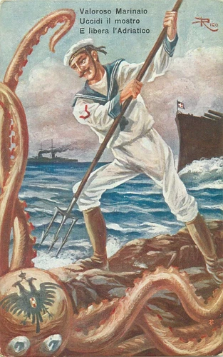 Italy military satire ww1 sailor kill the monster octopus and free the adriatic