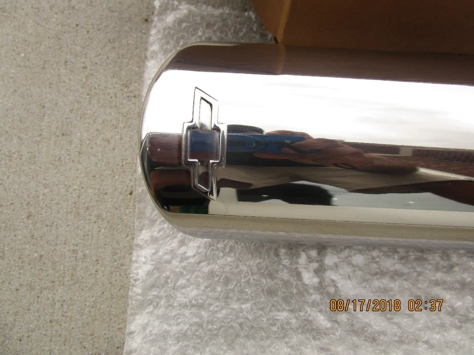 07-08 CHEVY AVALANCHE CROMO PULIDO PUNTA DE ESCAPE CORTE ANGULAR DOBLE PARED OEM NUEVO Foto 3 de 4