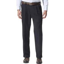 NWT Kirkland Cotton/Poly Twill PLEATED Pants Black 32x31