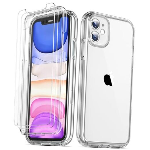 Compatible with iPhone 11 Case, and [2 x Tempered Glass Screen 6.1 Inch Clear