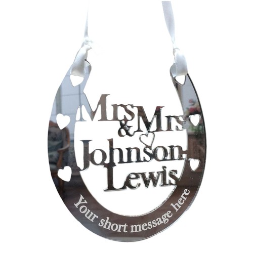Mrs & Mrs Personalised Wedding Horseshoe Good Luck Two Brides Wedding