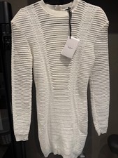 BALMAIN SHEER STRIPE LONG SLEEVE SWEATER MINI...