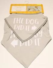 Pearhead Baby and Pet Dog Drool Bib Bandana Set Unisex Gray