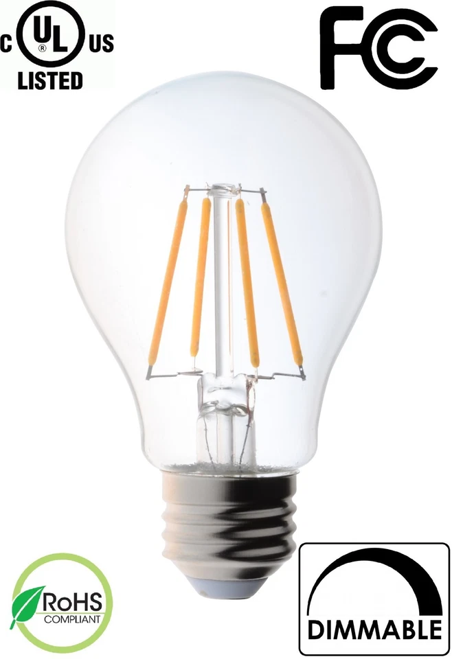 6 Pack Bioluz LED Dimmable Filament A19 4.5w Soft White 2700K Edison Light Bulbs - Image 2 of 2
