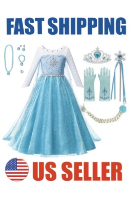 #ad #ad Elsa Frozen Princess Queen Dress Up Set Girls Costume US Fast Shipping $18.95