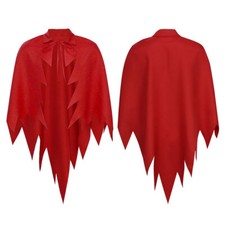 Womens Mens Cape Halloween Cloak Red Top Jagged Edge Costumes Masquerade Gothic