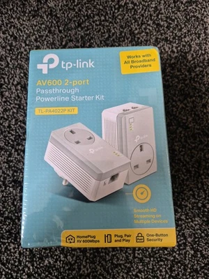 TP-Link TL-PA4022P Kit AV600 Passthrough Powerline Adapter - Brand New & Sealed