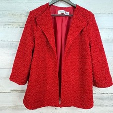 Alfred Dunner Red Textured Sparkle 3/4 Slv Op...