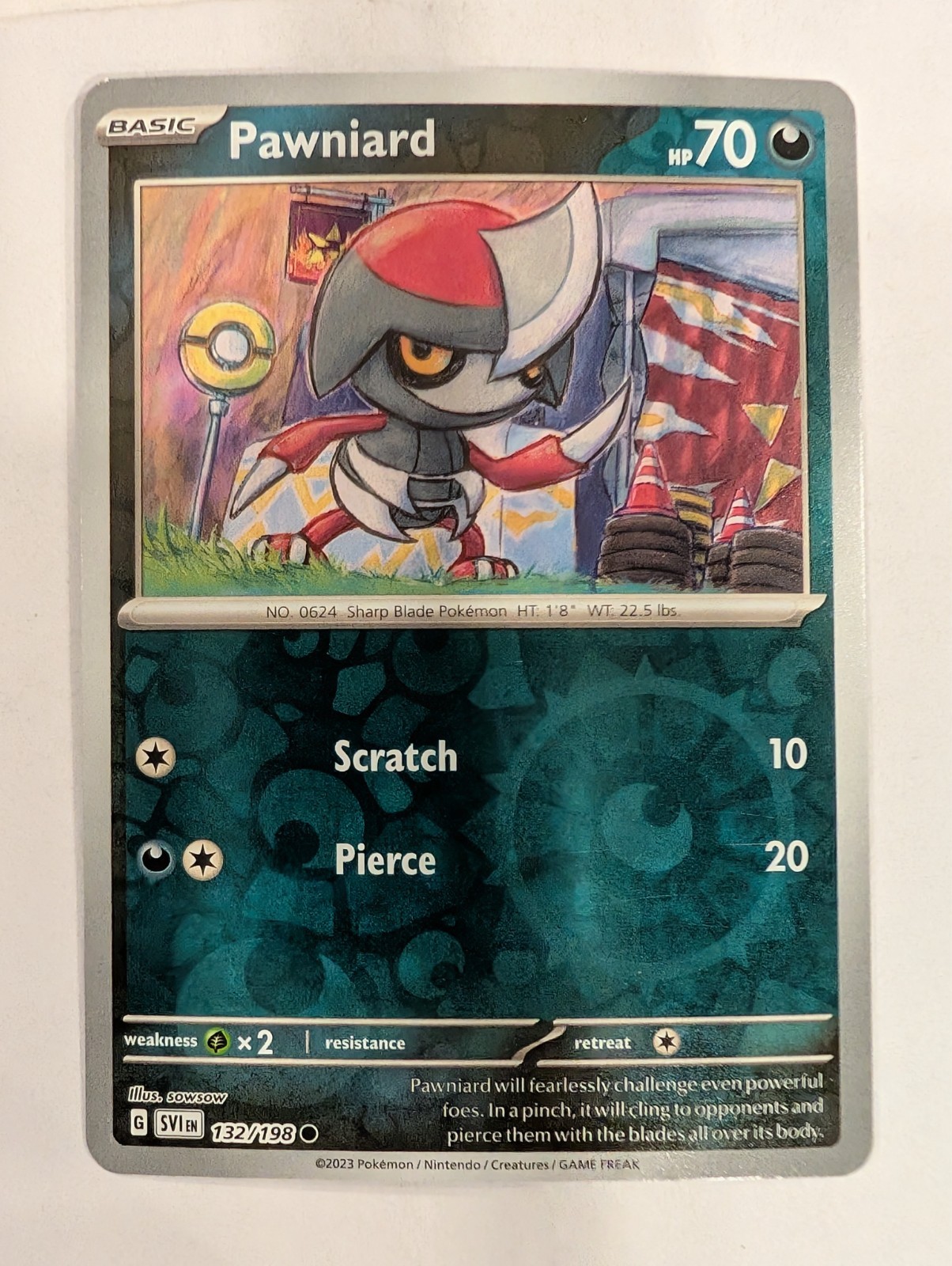 Pawniard 132 /198 Scarlet & Violet Base Set Pokemon Reverse Holo Foil Nice!