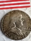 1963- 50C Franklin Half Dollar 90%silver with 1 Oz Copper Franklin Copper Round
