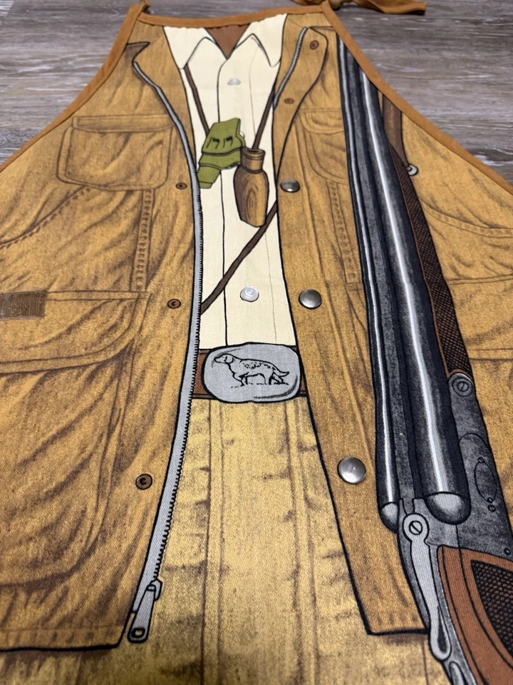 Delantal de cocina de colección Duck Hunter barbacoa novedad babero salamandra 1986 RARO USADO EN EXCELENTE ESTADO Foto 3 de 4