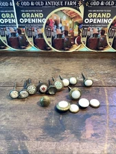 Old Antique Victorian Picture Hanging Nails Covers Sulfide Glass White Porcelain