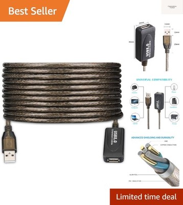 USB 2.0 Type A Male to A Female Active Repeater Extension Cable 30ft, High Sp...