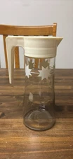 Vintage Anchor Hocking L-4027 Atomic Starburst glass pitcher lid handle 8.75 USA