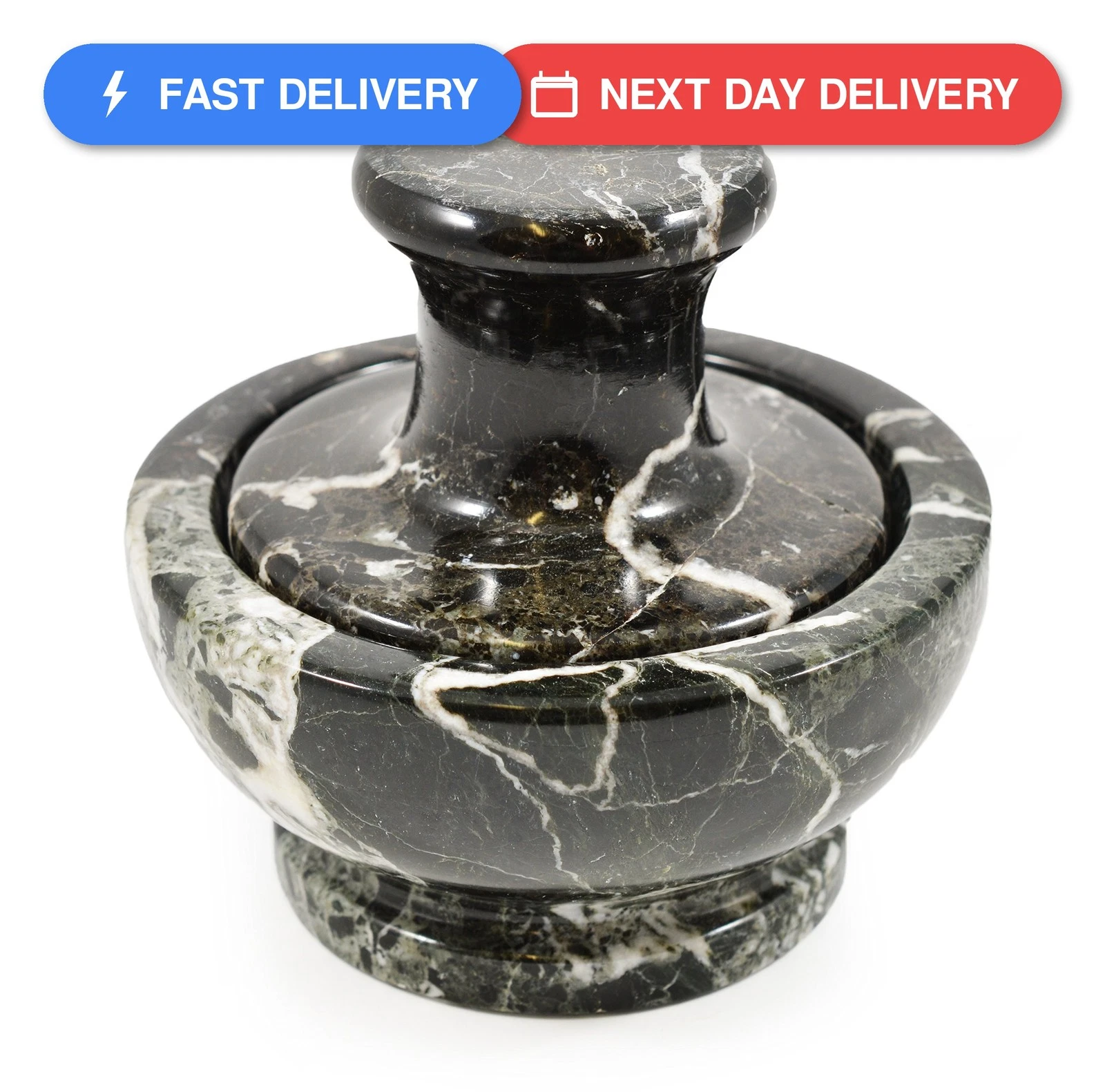 Marble Mushroom Pestle & Mortar Black Marble