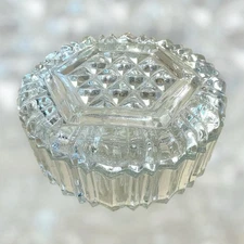 Anchor Hocking Crystal Covered Round Lid Geometric Pattern Candy Trinket Dish