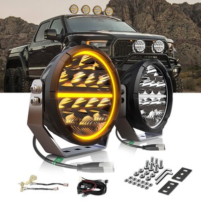 Round LED Offroad Lights 7'' 140W DRL Spot Flood Driving Auxiliary For Trucks 4WD