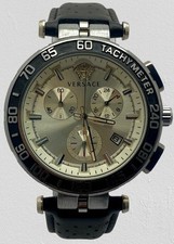 Refurbished Versace Aion Silver Dial Chronograph/Date Quartz Watch Leather Strap