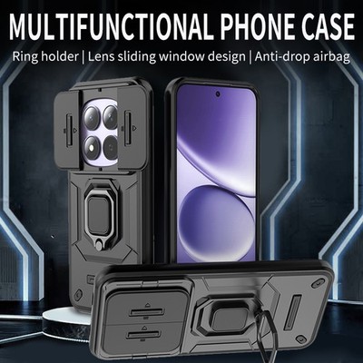 For XiaoMi RedMi Note 15 Pro 5G, Hybrid Armor Slide Camera Cover Magnetic Case
