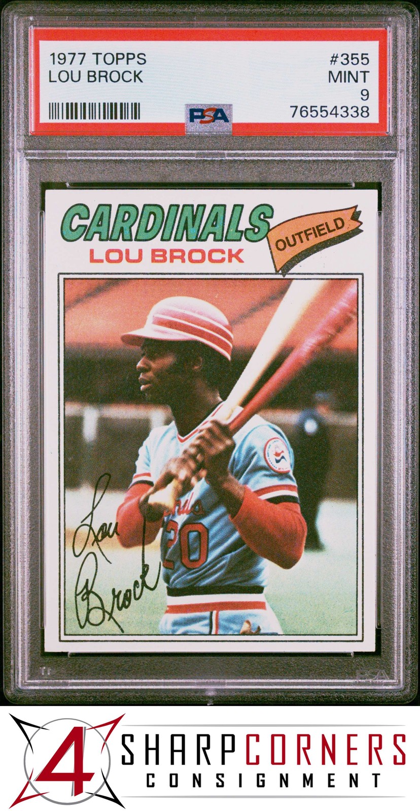 1977 TOPPS #355 LOU BROCK CARDINALS HOF PSA 9