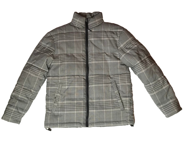 Cotton On Garments Grey Check Puffer Zip Up Jacket Size Medium
