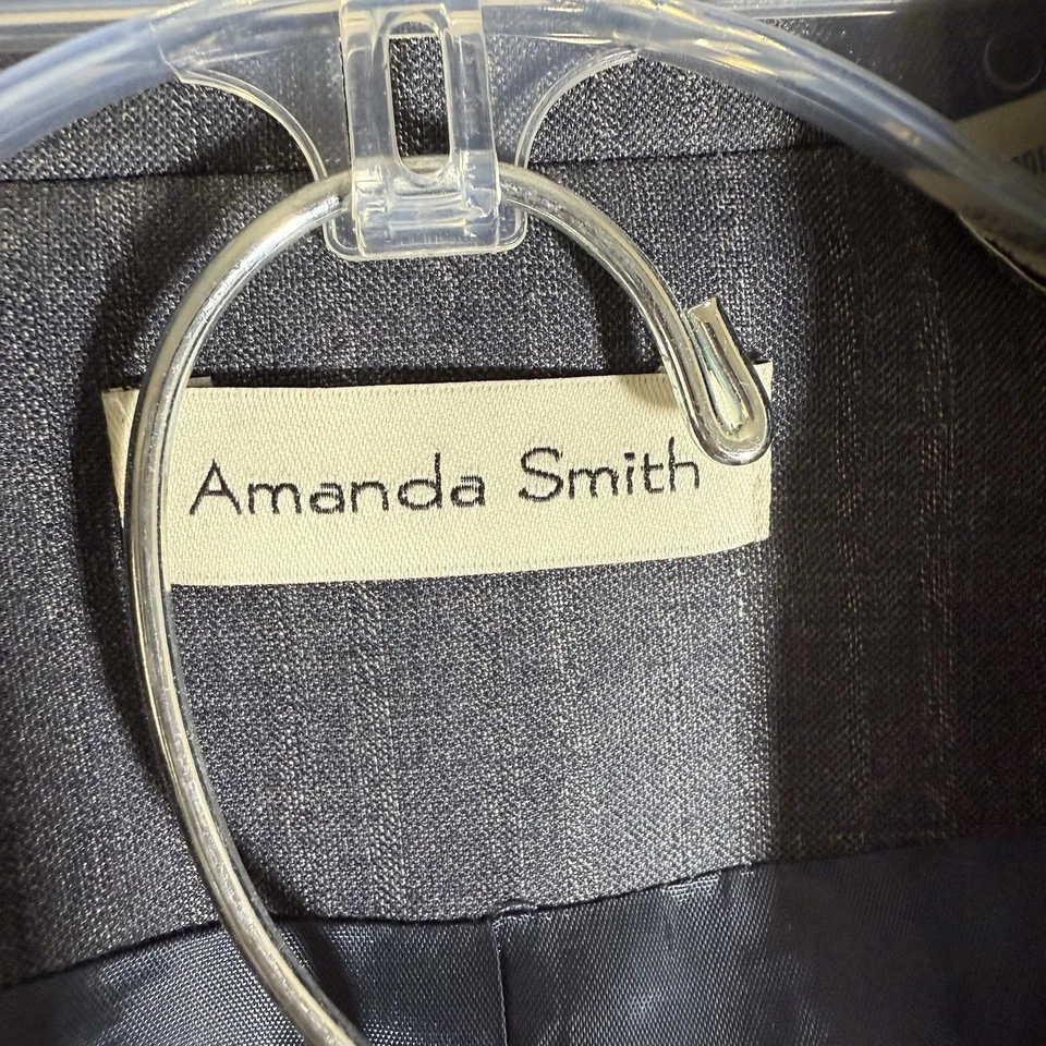 Amanda Smith Talla 10 Azul Marino Rayas Sutiles 2 Piezas Falda Traje Negocios Elastizado Foto 3 de 4