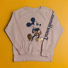 Disney Mickey Mouse Disneyland Pink Sweatshirt Medium Unisex Adult Gold Foil