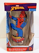 Marvel Comics The Amazing Spider-Man Swinging From Web 16oz Glassware New