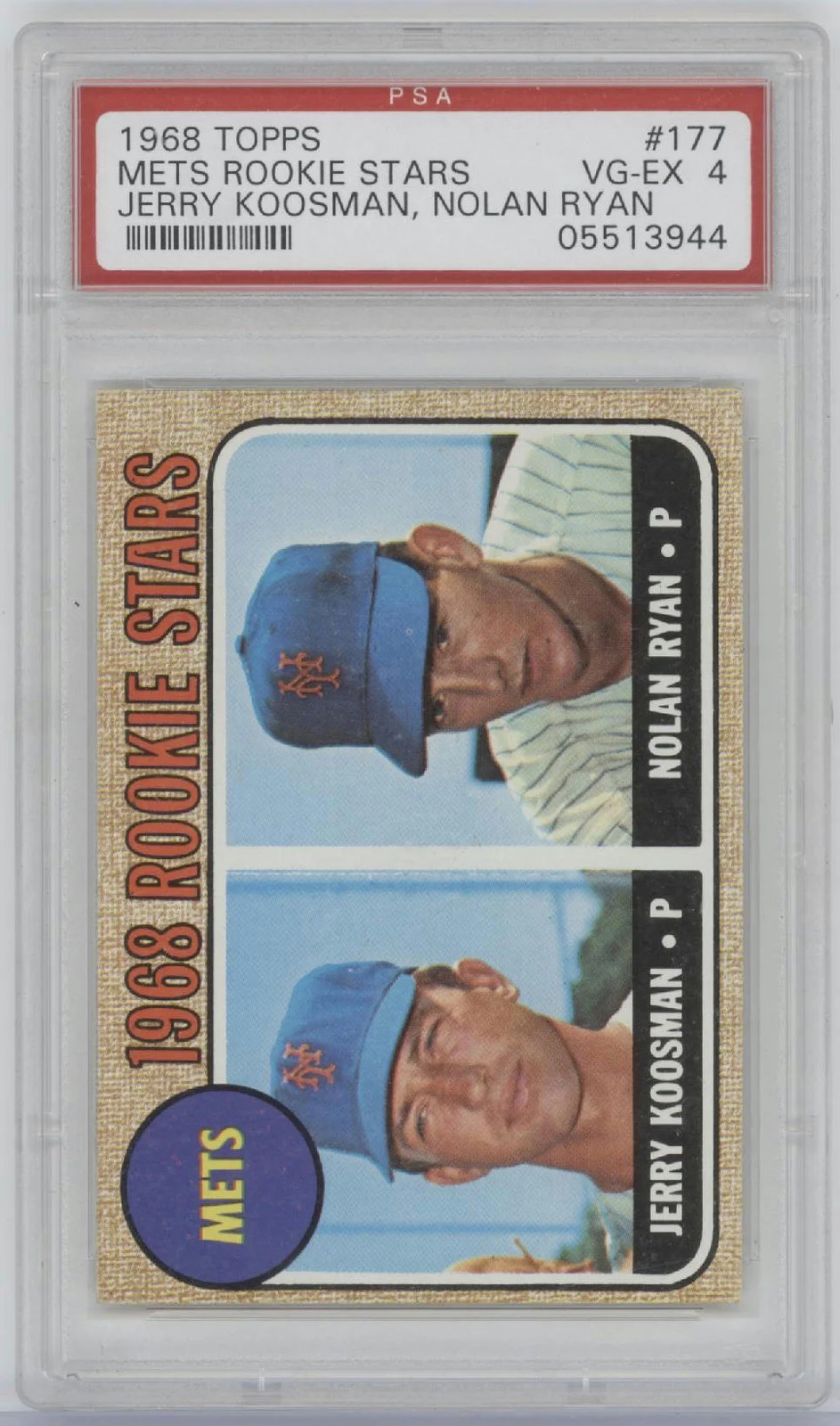 1968 Topps Mets Rookies #177 J. Koosman Nolan Ryan PSA 4