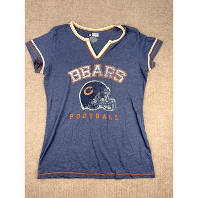 NFL Team Apparel Chicago Bears Womens Navy Blue V-Neck T-Shirt Large Football