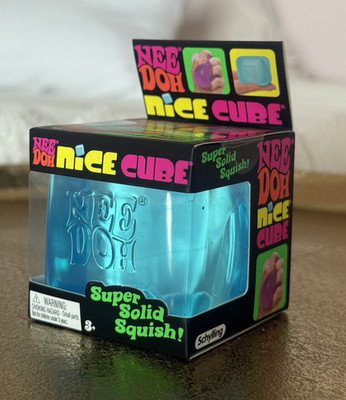 Schylling NeeDoh Nice Cube Super Solid Squish! Gel Squeeze Ball, Blue