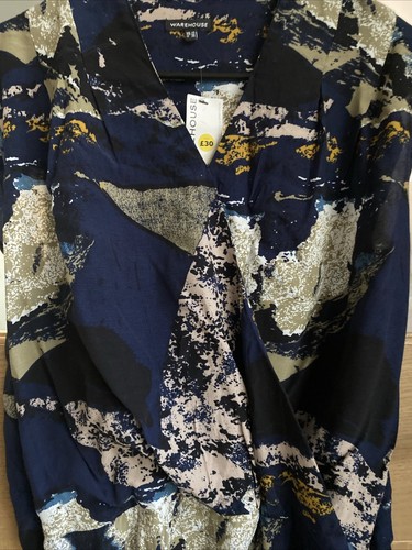 Retro Warehouse New Texture Graphic Wrap Dress Size 10 - Picture 2 of 17