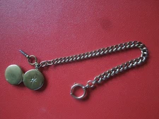 J7132 ANTIQUE AM CHARNIER DOUBLE GOLD  FILLED POCKET WATCH CHAIN  25 CM SEE  DES