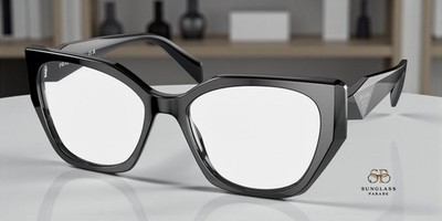 PRADA PR 18WV 1AB1O1 Irregular Black Demo Lens 52 mm Women's Eyeglasses