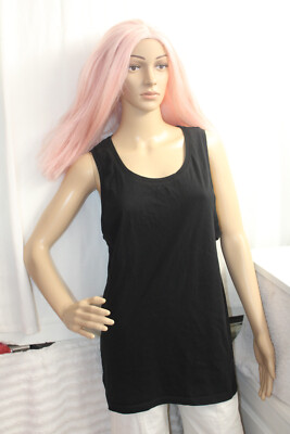Women's Black Cotton Tank Top Sleeveless FSBN M