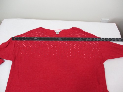 CJ Banks Shirt Womens 1X Plus Red Top Blouse Cotton Lightweight Casual Ladies - Picture 5 of 14