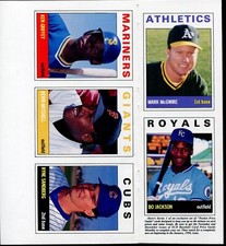 1989 UNCUT SHEET Ken Griffey Jr./Bo Jackson/Mark McGwire
