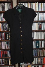 Lauren Ralph Lauren Black pinstripe gold button short sleeve Dress 4 (bin105)