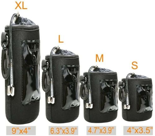 4 Pieces DSLR camera Drawstring Neoprene Lens Pouch Bag Set Bundle( S M  L XL) - Picture 1 of 5